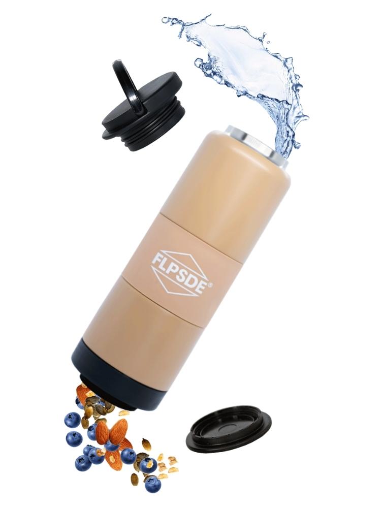  FLPSDE Water Bottle with Snack Compartment, Drink