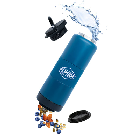 FLPSDE Dual Chamber Water Bottle with Snack Storage